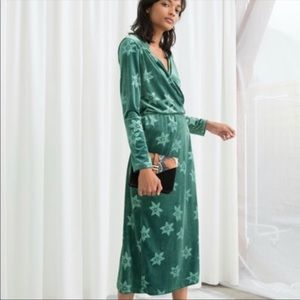 & Other Stories green floral midi wrap dress